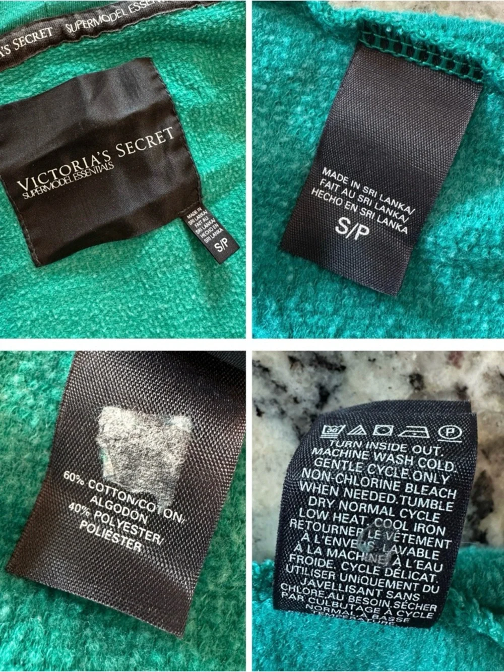 Victoria’s Secret Super Model Essentials Size S Green Angel Wings Zip-Up Sweater - Picture 5 of 6